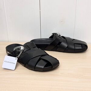 Aerosoles Liberty Fisherman Leather Mule In Black Size 10.5